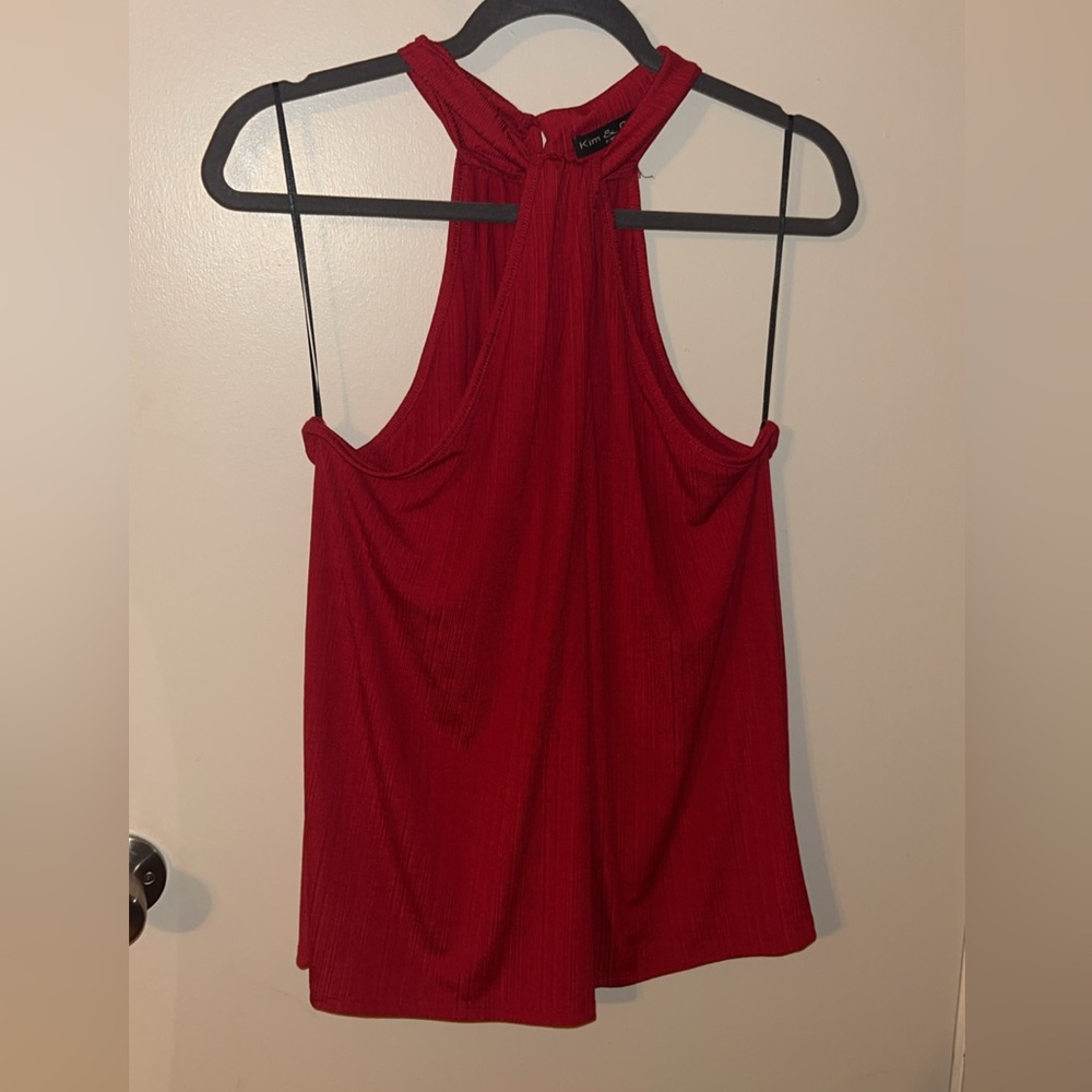 Kim & Cami Red Halter Tank Top
